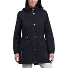 London Fog Women's Water-Resistant Hooded Anorak Rain Jacket Coat Black Size 2XL