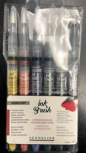 NEW Sennelier Ink Brush Iridescent 6-Color Pen Set - P131697.02