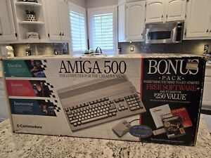 New ListingCommodore Amiga 500 Computer, A520 RF Modulator, 1680 Modem w Disk - OEM Box