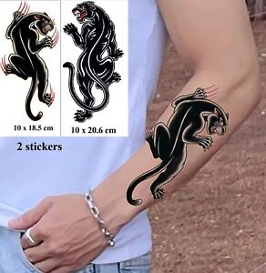 2 Black Panther Temporary Tattoo For Men Kid Fake Tattoo Cool Arm Shoulder Chest