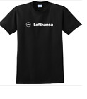 Lufthansa Vintage Logo German Airline Aviation T-Shirt Black White Shirt S - 5XL