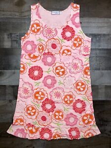 Fresh Produce Womens Tank Dress Sz Small Sleeveless Pink Floral Cotton Made USA