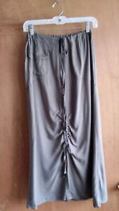 Rare Vintage CONTRAST Olive, Army Green Maxi Skirt With 3 Pockets and Front Slit