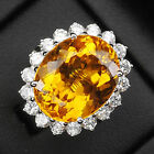 Citrine Golden Yellow Oval 13.90Ct. 925 Sterling Silver Ring Size 6.5 Gift Woman