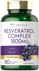 Resveratrol Supplement 1800mg | 180 Capsules | Non-GMO, Gluten Free | by Carlyle