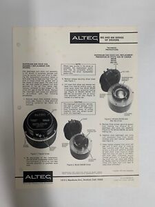 Original Vintage Altec 802 & 808 Series HF Drivers Technical Instructions (A3)