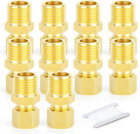 10PCS Brass Compression Tube Pipe Fitting Connector, 1/4