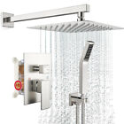 Brushed Shower Faucet Set Rainfall Shower Head Combo System with Mixer Valve Kit