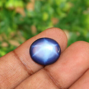 Natural 6 Rays Oval Blue Star Sapphire 11 Ct. Cabochon Loose Gemstone