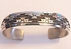 Hopi Native American Sterling Overlay Cuff Signed 