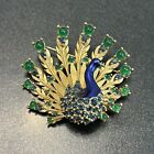 Marcel Boucher Vintage Peacock Brooch Crystal Enamel 8908 QS