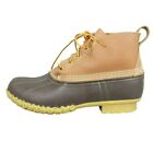 LL Bean Men's Brown Leather Lace Up Waterproof Ankle Duck Boots Size 9 M