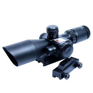 2.5-10x40 Tactical Rifle Scope Mil-dot Illuminated with Red Laser Sight - Mounts