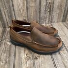 SKECHERS Mens Size 13 3E Wide Brown Leather Slip On Loafers Shoes 63697EW