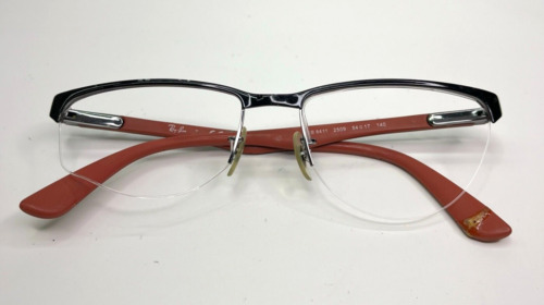 Ray-Ban RB 8411 2509 Eyeglasses Frames Black Red 54-17-140 Half Rim Metal 1399