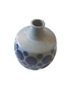 New ListingVTG Large Handmade Pottery Vase Gray W/ Blue Dots 8.5x6 Inch Heavy SIGNED