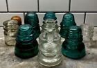 Lot of 10 Antique Glass & Porcelain Insulators, Hemingway, Armstrong Blue, Clear