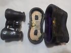 Antique leather wrapped binocular with leather wood case Jumelle Duchesse