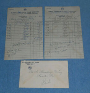 Two 1950s Matt Sabatino's Gulf Service Station Roseto PA Billheads & Envelope