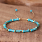 Blue Turquoise Tube Beads Gemstone Healing Inner Peace Reiki Women Men Bracelet
