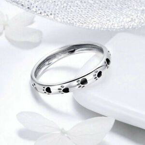 925 Silver Rings Cute Women Cat Paw Shape Jewelry Engagement Gift Sz 6-10