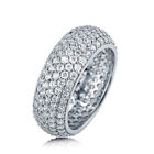 Sterling Silver .925 Women's CZ Round Pave Eternity Wedding Band Ring Size 4-10
