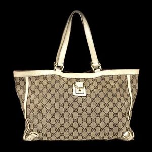 GUCCI Bag Handbag Tote Bag GG Canvas Brown 141472 205141 Authentic