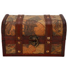 Vintage Wood Box Jewelry Storage Case Handmade Treasure Chest(Map)