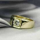 2 Ct Round Simulated Diamond Solitaire Wedding Ring 14k Yellow Gold Plated Men's