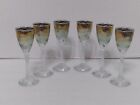 Set of 6 Stunning Green/Gold Crystal Champagne Port/Sherry Glasses 6