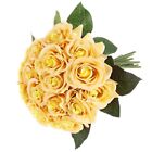 Artificial Open Yellow Rose Bundles 18 Pc Real Touch Fake Flowers 11.5 Inch