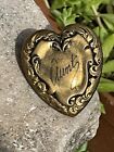 Aunt Ornate Heart Lapel Pin Costume Vintage Jewelry