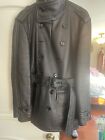 Burberry Leather Shearling Military Officer Black Jacket Mens Size 56