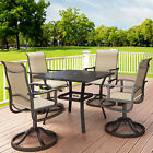 5PCS Outdoor Patio Dining Table Furniture Set Swivel Chairs Lawn Garden Yard