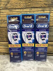 Lot Of 3 Oral-B 3d White Electric Toothbrush Replacement Brush Heads, 4 Packs