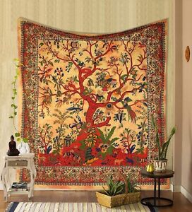 Tree of Life Cotton Tapestry Wall Hanging Home Room Decor Bohemian Twin Tapestry