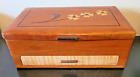 Beautiful Vintage Solid Wood Handmade Large  HEAVY Jewelry Box w/Maple INLAY