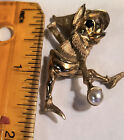 Vintage Marcel Boucher Signed Figural Elf Gold Tone Pin Brooch RARE Version