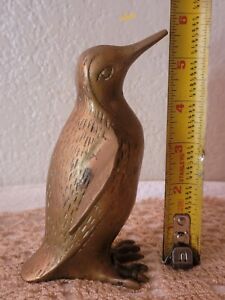 Vintage Brass Penguin Figurine Desk Paperweight, 5 and 5/8 Inches Tall