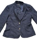 Massimo Dutti Jacket Coat Blazer Women's Size 44 USA 12 Linen Wool Blend Blue