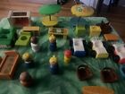 Vintage Fisher Price People Lot, Cars, Phone Booth, Furniture, Patio Tables