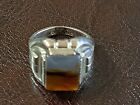 BEAUTIFUL VINTAGE   MONTANA AGATE STERLING SILVER RING SZ 6.5 🇺🇸
