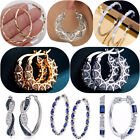 925 Silver Plated,Gold Hoop Earring Cubic Zircon Women Fashion Party Jewelry