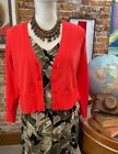 Isaac Mizrahi Bright Red 3/4 Sleeve Cropped Button Front Cardigan Sweater New