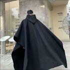 Men Fashion Hooded Wool Blend Pullover Oversize Cloak Cape Coat Ourwear Black
