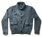 RRL Ralph Lauren Indigo Dyed Faded Blue Birdseye Cotton Cardigan Jacket-MEN- XL