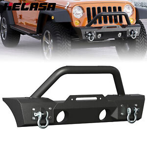 Front Bumper Stubby W/Winch Plate&Fog Light Hole Fit 07-18 Wrangler JK Unlimited (For: Jeep)