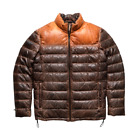 Men's Puffer jacket Real Lambskin Leather Down Jacket Dual Color Distressed
