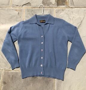 Pringle Made in Scotland Sweater Womens 97/38 Blue Cashmere Cardigan Button Up