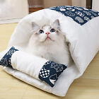New Cat Bed Cave Sleeping Bag Self Warming Pad Pet Sack Hideaway With Pillow